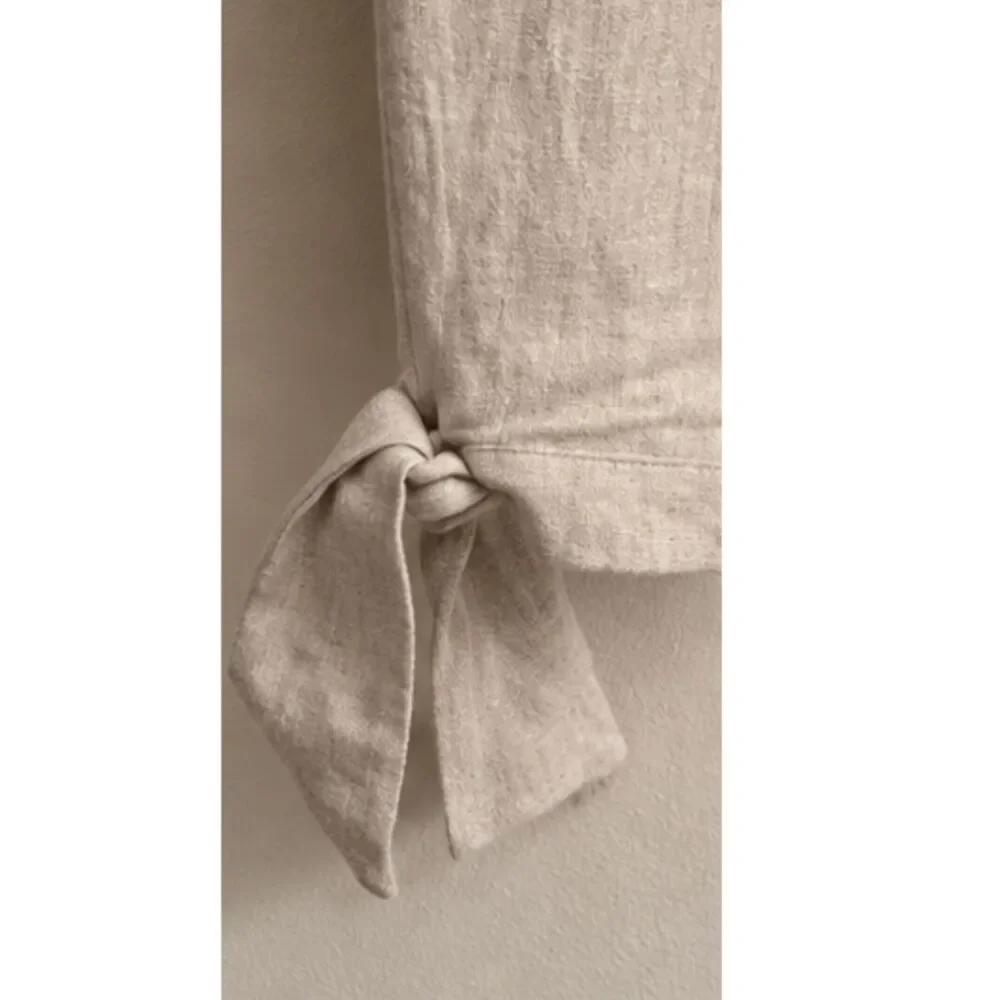 Reformation Linen Pants Size 2 Beige Oatmeal Ankle Tie 100% Linen